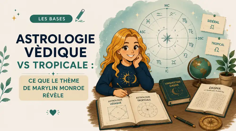 Comparaison entre l'astrologie védique et l'astrologie tropicale illustrée par le thème de Marilyn Monroe