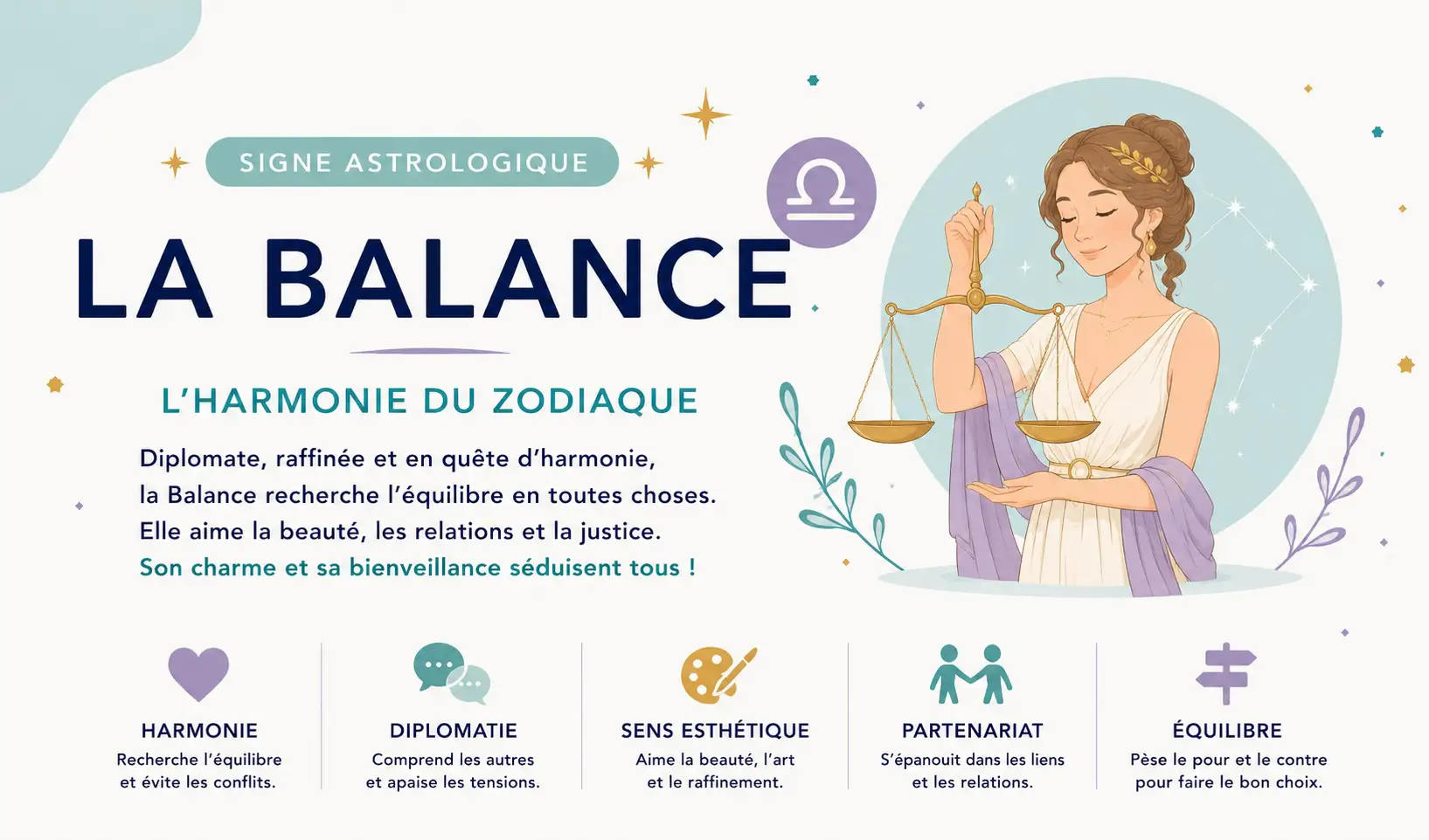 Illustration du signe astrologique de la Balance