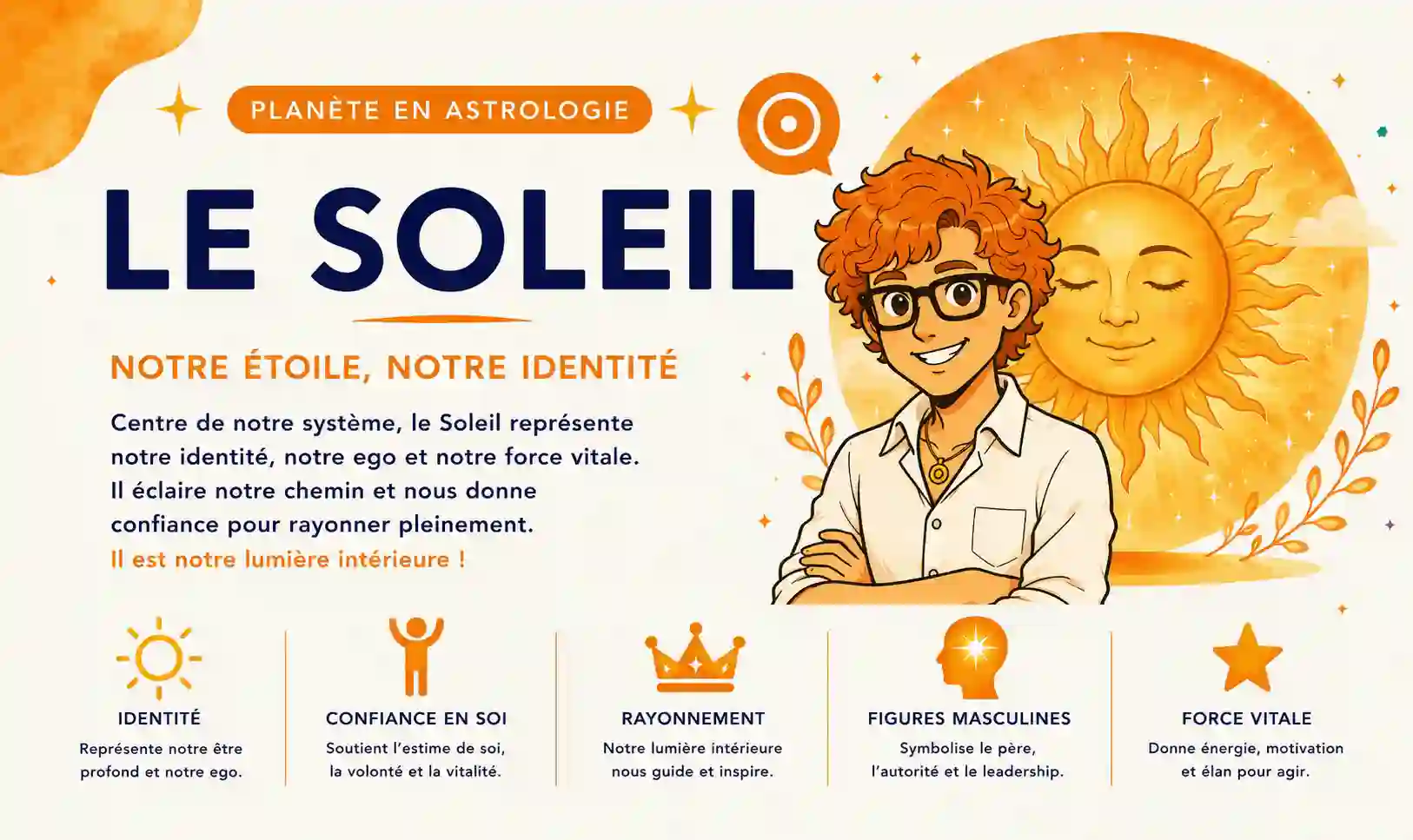 Illustration du Soleil en astrologie dans le thème astral