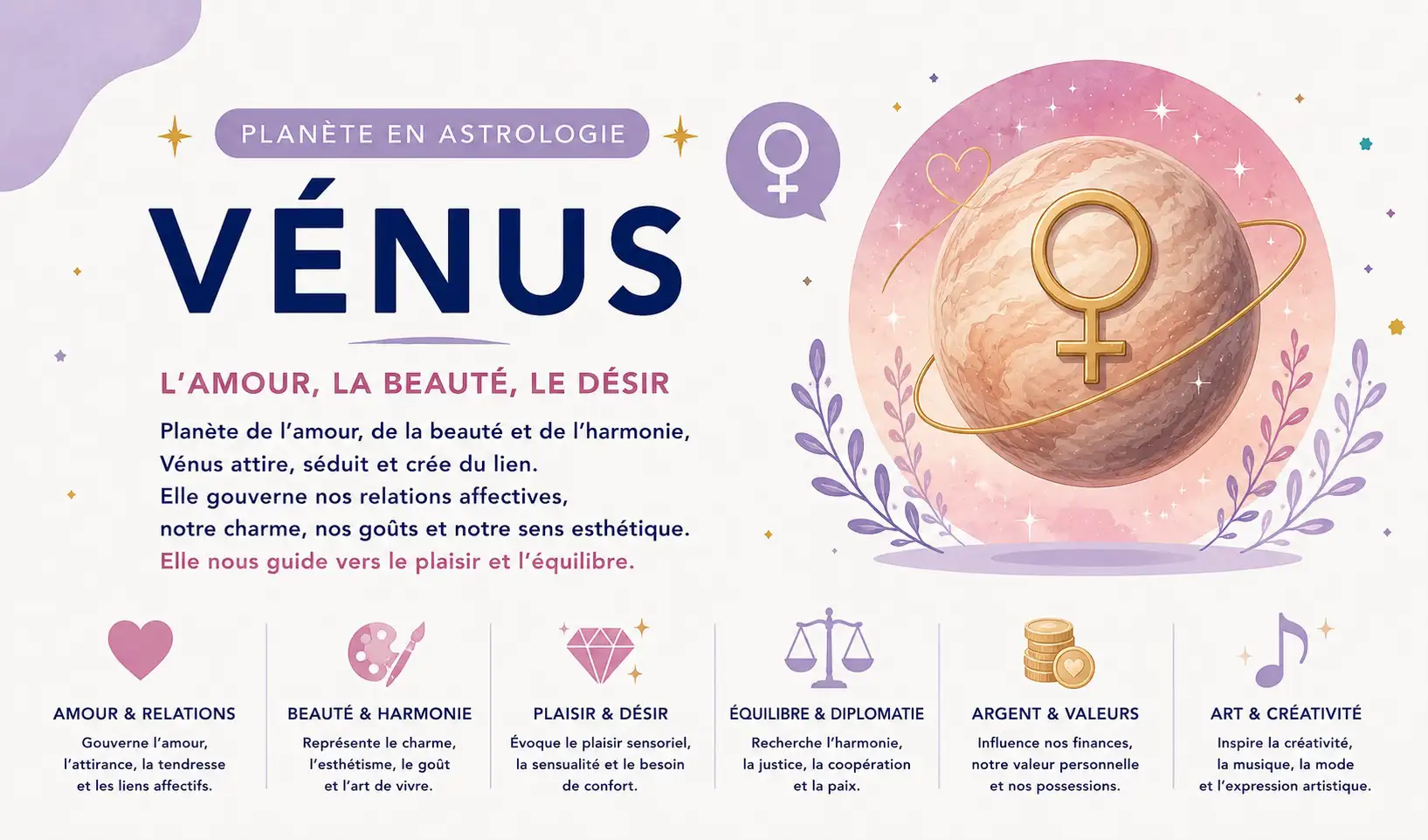 Vénus en astrologie, planète de l'amour, de la beauté et du désir
